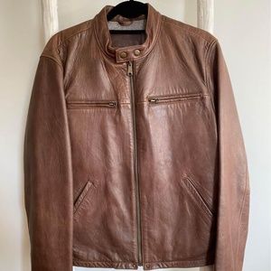 Fossil Cafe Racer Leather Jacket Large